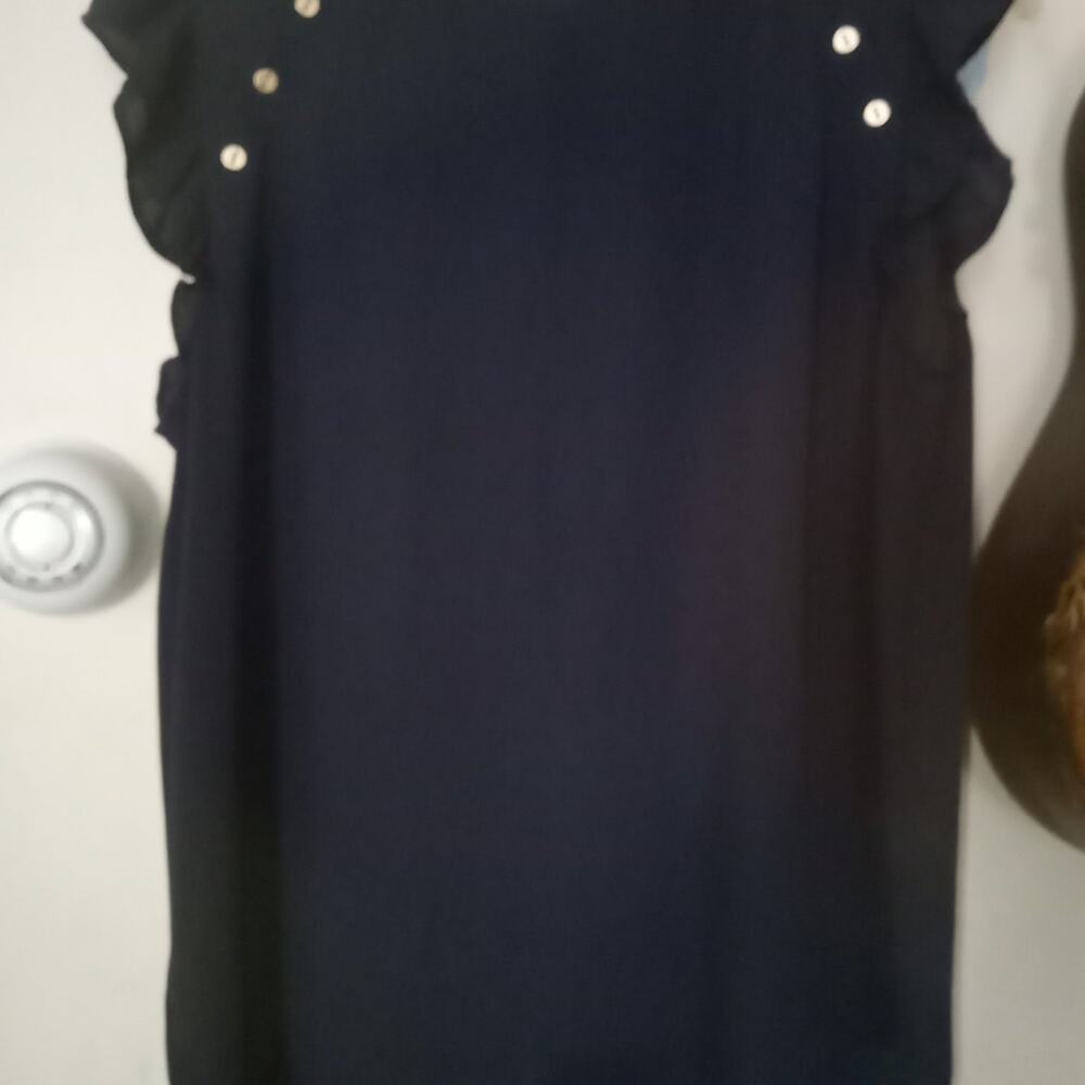 LOFT blouse size medium ruffled Casual Preppy Navy Blue
